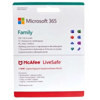 MICROSOFT OFFICE 365 Family + McAfee LiveSafe Subskrypcja 1 rok